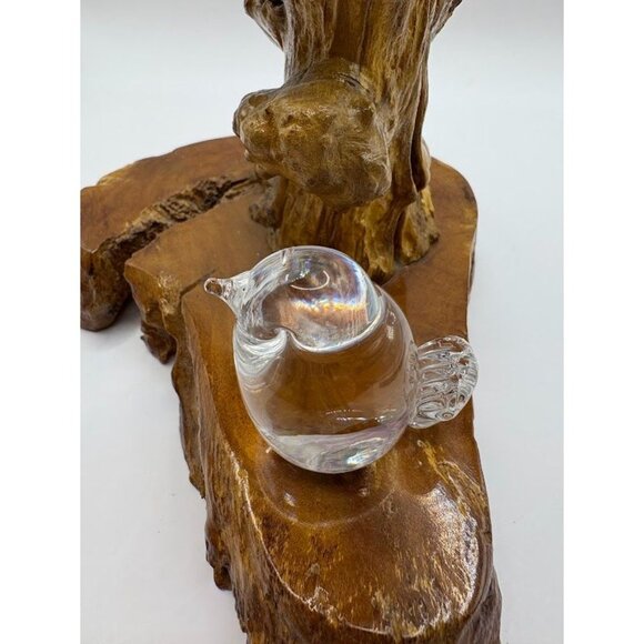 Vintage Hadeland Norway Crystal Glass Bird Paperweight Signed - Picture 2 of 6